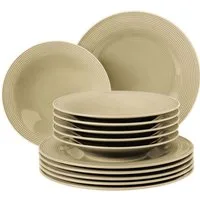 Seltmann Weiden Tafelservice Teller Set, Geschirr-Set Beat (12-tlg), 6 Personen, Porzellan, mit Rillendekor, 12 Teile, für 6 Personen