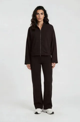 Milano Italy - oversized jacket standup collar 1/1 sleeve mocca print - Gr. - L