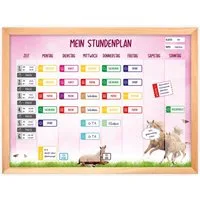 nikima Schreibtischkalender magnetischer Stundenplan Pferde rosa mit 90 Magneten