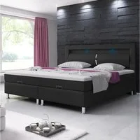 inter Boxspringbett Milano 180x200cm Bettkasten Kunstleder mit Topper-Optik (Komplettes Set), Bettkasten Kunstleder