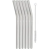 WMF Trinkhalme WMF, (Set, 7-tlg), 6-teiliges Set, 22 cm Länge, inkl. Reinigungsbürste, Borosilikatglas