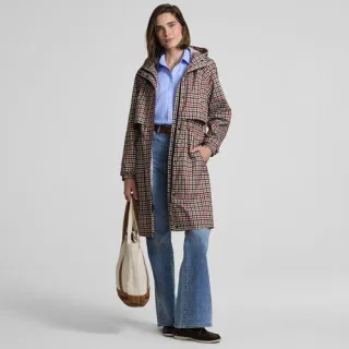 Verstaubarer wasserdichter Squall Kapuzen-Regenmantel Gemustert, Damen, size: regular, Orange, Polyester, by Lands' End