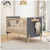 Flieks Babybett, Kinderbett Nebenbett mit höhenverstellbaren Beinen 142x72x86cm