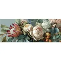 artissimo Glasbild Bild aus Glas 80x30 cm / Wandbild Querformat / Wanddeko modern, Blumen: Florale Vintage Komposition
