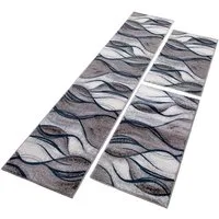 OTTO home Bettumrandung Tritom, Höhe 9 mm, (3-tlg), mit besonders weichem Flor, Kurzflor, modernes Wellen Muster
