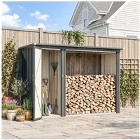 Outsunny Kaminholzregal-Erweiterung 2-in-1 Brennholzregal mit Geräteschrank, BxTxH:67x235x149 cm, (Set, 1-St., 2-in-1 Holzlager), Geräteschrank + Kaminholzregal