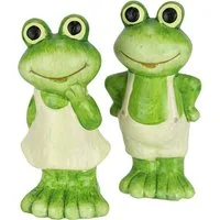 I.GE.A. Dekofigur Figur Frosch (2 St), Dekofigur Gartendeko Tierfigur Garten Deko Statue Gartenfigur