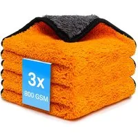 Kemes Mikrofasertücher 800 GSM extrem saugstarke Mikrofasertuch (3PCS) Mikrofasertuch (80% Polyester 20% Polyamid, 30x30 cm, Packung, 3-tlg., 3 x Mikrofasertuch 30 x 30 cm, waschmaschinenfest)