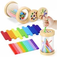 FOUORTUNATE-BEE Lernspielzeug Kinder Farbklassifizierungsbecher Spielzeug, Lernspiel für Kleinkinder, Montessori Holzstäbchen Sortierspiel, Feinmotorik & Farberkennung