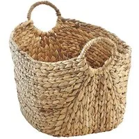 Kobolo Aufbewahrungskorb Korb aus Wasserhyazinthe mit Griffen 56x40x41cm (56x40x41cm)