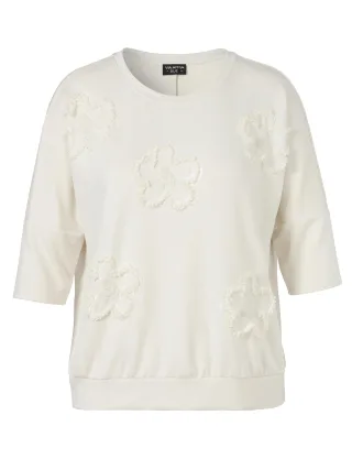 VIA APPIA DUE - Sweatshirt Rundhals 3/4 Arm Stickerei creme - Gr. - 46