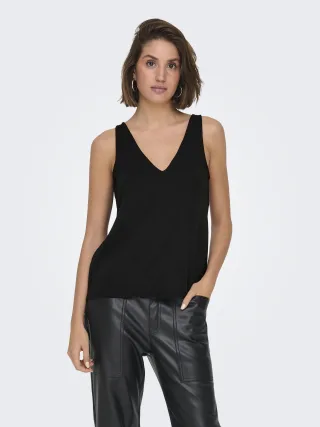 ONLY - ONLQUEEN S/L V-NECK GLITTER TOP JRS black - Gr. - XS