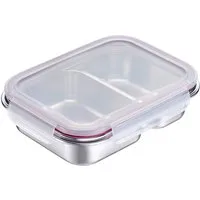 WESTMARK Lunchbox Edelstahl Lunch Box/ Frischhaltedose, geteilt, 450 + 280 ml, Edelstahl 18/8, Polyprophylen (PP), Silikon, (1-tlg), auslaufsichere Brotdose – mikrowellen- & ofenfest