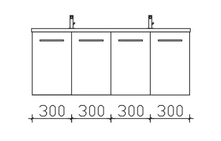 Pelipal Serie 6110 Waschtischunterschrank 6110-WTUS08, B:1200, H:480, T:450mm 6110-WTUS08