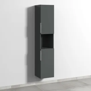 Sanipa 3way Hochschrank mit 2 Türen und 1 offenem Fach, Anthrazit-Matt UM11522