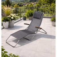Leco Gartenliege Edelstahl Kippliege Sonnenliege Relaxliege Poolliege ELEGANCE, Eukalyptusholz