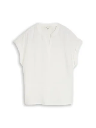 Tom Tailor - Loose Fit Bluse mit V-Ausschnitt whisper white - Gr. - 44