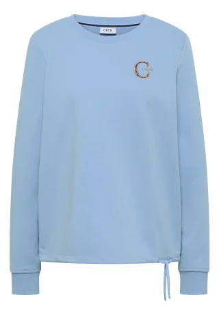 CECIL - Sweatshirt mit Rundhals und Tunnelzug easy blue - Gr. - M