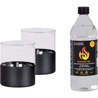 TENDERFLAME Tischfeuer Lilly (Set), 2 Stk., inkl. 0,7 l Tenderfuel