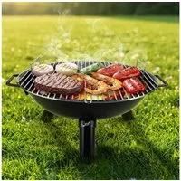 HOOZ Feuerschale 2-in-1 Feuerschale mit Grill Ø46cm Holzkohlegrill für Garten & Camping, (1-St), Grill und Feuerschale in einem