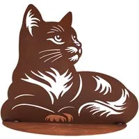 Ferrum Art Design Gartenfigur Edelrost Metall Rostoptik Gartendeko Figur Stecker Ferrum Katze Nala