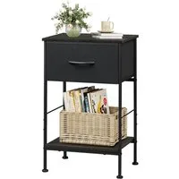WLIVE Beistelltisch Nachttisch mit Stoffschublade & Ablage, 40×30×63 cm, Metallrahmen (1 Tisch), platzsparender Nachtschrank fürs Schlafzimmer & Wohnzimmer