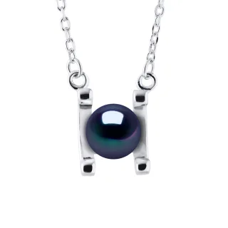 SYMBOL Halskette Süßwasserperle 7-8mm Schwarz 925