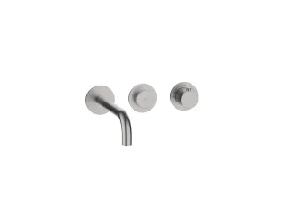 Herzbach MODUL7 PUSH Thermostat Waschtisch-Wandbatterie Farbset 240mm Edelstahl, 70.702403.1.09 70.702403.1.09