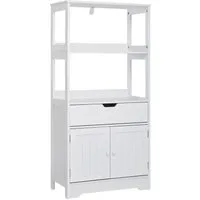 Mondeer Badkommode Badezimmerschrank, Badschrank, Aufbewahrungsschrank, 60 x 30 x 121cm, weiß