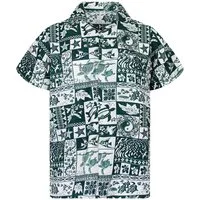 King Kameha Hawaiihemd Puzzle Funky Hawaii-Hemd Herren Kurzarm Front-Tasche Stylish Unisex