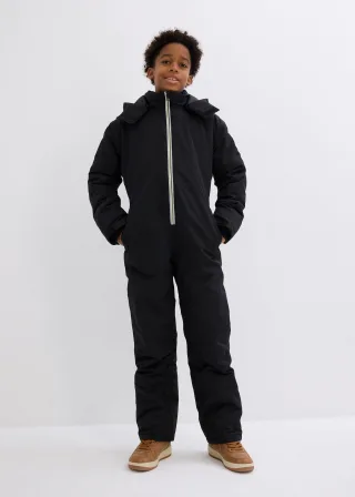bonprix Wasserdichter Schneeanzug, schwarz, Gr.128/134, Toller warm gefütterter und wasserfester Schneeanzug für Kinder