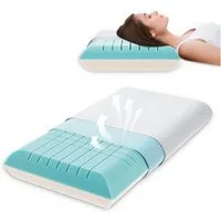 Elemuse Nackenstützkissen Kopfkissen Gelschaumkopfkissen 13cm Höhe, Füllung: Gel Memory Schaum, Kopfkissenkern und Kopfkissenbezug, Doppelte Bezüge: Polymer-Eisseide, Orthopädisch, Kühlend, OEKO-TEX®