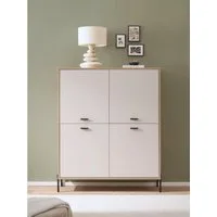 Home affaire Highboard Fredericia, Hochkommode, modernder Stauraum in Kaschmir, zeitlos, schwarze Metallgriffe und -füße, ausreichend Stauraum