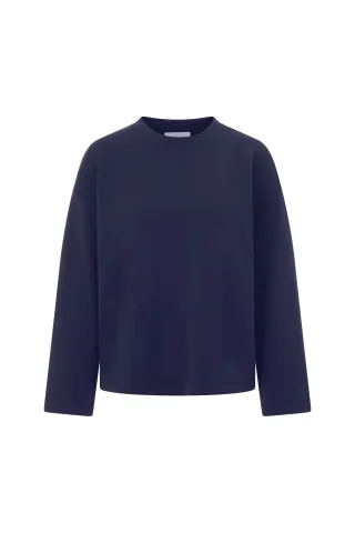 Rich & Royal - Scuba sweater with button detail midnight blue - Gr. - S