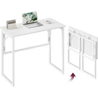 VASAGLE Schreibtisch Klapptisch, kleiner Schreibtisch klappbar, Computertisch, Tischplatte aus einem Stück, abgerundete Ecken, Tisch