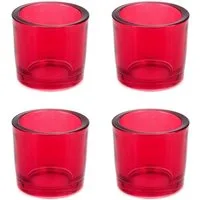 Creativery Teelichthalter, Teelichthalter Glas 6,5x6cm rot 4er Set