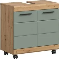 welltime Waschbeckenunterschrank SIENA, Breite 60cm, 2 Türen, auf Rollen, MDF-Front (TOPSELLER!, mit Siphonausschnitt 10x25 cm) in verschiedenen Farben erhältlich, Badmöbel, Badschrank, Kommode, Bad