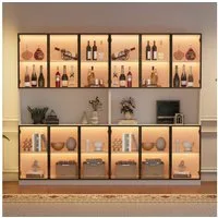 OKWISH Vitrine Regal 240x200x34 cm mit LED-Beleuchtung & 12 Glastüren – weiß (Packung, 2-St., Elegante Aufbewahrungslösung mit Soft-Close Scharnieren) Perfekt für Ihre wertvollen Stücke.