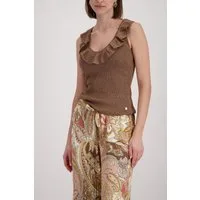 Monari Rüschentop Pullover Stricktop Volants Regular fit mit Volant-Ausschnitt