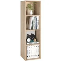 Homfa Bücherregal mit 4 Fächern, Regal eiche Standregal Holzregal 30x30x106cm