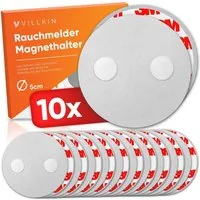 Villkin Magnethalter Rauchmelderhalterung, Magnetbefestigung, Magnethalterung (10-St), klebend, einfache Montage, magnetisch, überstreichbar