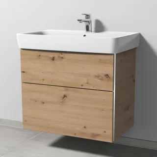 Sanipa 3way Waschtischunterbau zu Geberit Renova Plan Waschtisch mit 2 Auszügen, Eiche Natural-Touch BR87885