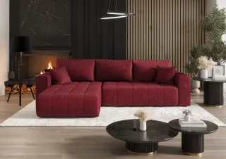 Ecksofa Schlafsofa CAMILA Stoff Monolith Rot Ottomane Links