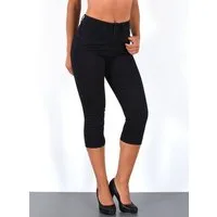 ESRA Caprijeans Damen 3/4 Capri Jeans Hoch-Bund Sommer Hose kurze Jeans Shorts J740 High Waist Capri Jeans Damen Sommer Hose Stretch-Jeans bis Übergröße