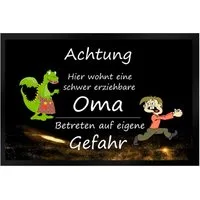 Ladreas Fußmatte Schmutzfangmatte schwer erziehbare Oma eigene Gefahr F352, 60x40