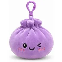 Bert Struis Gepäckanhänger Kawaii Dumpling Bagclip Taschenanhänger Schlüsselanhänger 12cm lila (Set, 1-St., Geschenk-Set) Plüschanhänger mit niedlichem Kawaii-Gesicht Fluffige Polyesterfüllung
