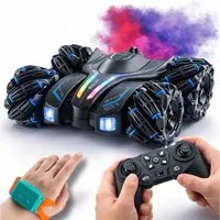 Goldstern-Tech RC-Auto (Steuerung per Fernbedienung & Handgesten, Soundeffekte für ein immersives Spielerlebnis, 2 Akkus), 360° Stunt Car mit Drift, Rauch & LED-Licht