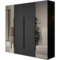 Compleo Kleiderschrank mit 4 Türen, Drehtürenschrank, Garderobenschrank mit Spiegel