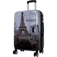 Trendyshop365 Hartschalen-Trolley Paris - Eiffelturm, bunter Koffer mit Motiv, 3 Größen, 4 Rollen, Zahlenschloss, Polycarbonat, Dehnfalte