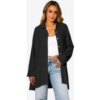 Imily Bela Langarmshirt Damen Locker geschnittene Bluse mit fließendem Stoff (Packung, 1-tlg., 1per-Pack) mit Knöpfen